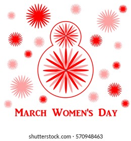 red vector floral card on March 8, the International Women's Day