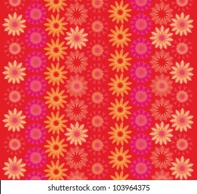 Red vector floral "crochet"pattern 