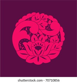 Red vector floral silhouette background.