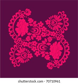 Red vector floral silhouette background.