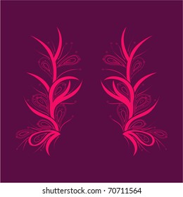 Red vector floral silhouette background.