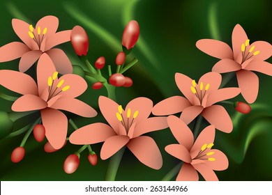 Red Vector Flowers. 