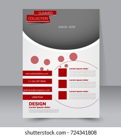 Red vector flyer, brochure, annual report cover template. Business and education a4 design.