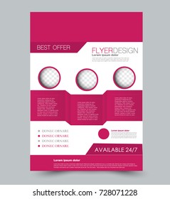 Red vector flyer, brochure, annual report cover template. Business and education a4 design.