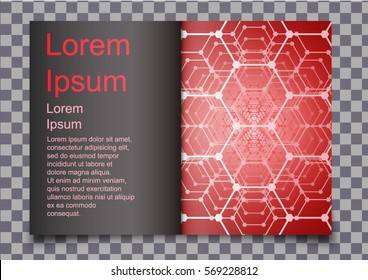  Red vector flyer layout, Science magazine  template.  Red business brochure design template.