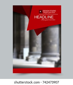 Red vector flyer template. Abstract brochure design. Annual report cover background. For business, education, advertisement. Editable illustration.