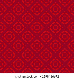Red vector geometric ornament. Elegant seamless pattern with star shapes, squares, diamonds, grid, floral silhouettes. Simple luxury ornamental background. Repeat design for decor, print, wallpaper