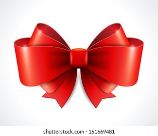 Red vector gift bow and ribbon. Vector illustration Eps 10. 