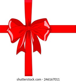 Red vector gift bow and ribbon