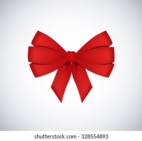 Red vector gift bow and ribbon isolated.