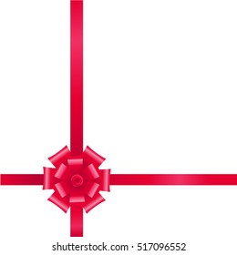 Red vector gift bow and ribbon on white background