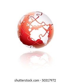 Red vector globe puzzle