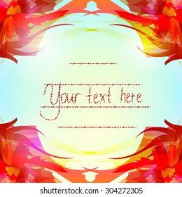 Red vector gradient flower on the blue background