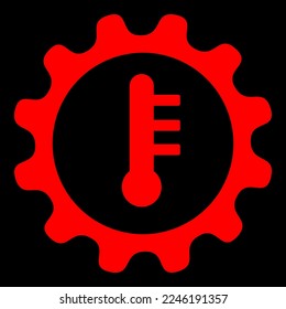 Red vector graphic on a black background of a dashboard warning light for transmission temperature