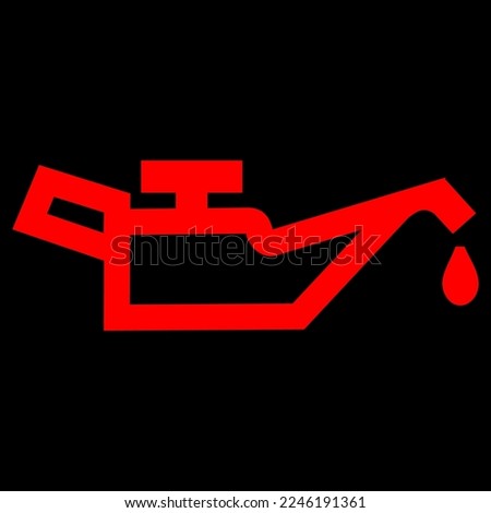 Red vector graphic on a black background of a dashboard warning light for low oil pressure