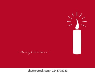 Red Vector Greeting Card Template with Single Candle Silhouette - Scarlet Background Color and Free Space for Own Ideas, Text or Graphic Design. Simple / Basic XMAS Illustration for Your Inspiration!