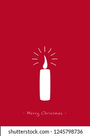 Red Vector Greeting Card Template with Single Candle Silhouette - Scarlet Background Color and Free Space for Own Ideas, Text or Graphic Design. Simple / Basic XMAS Illustration for Your Inspiration!