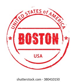 Red vector grunge stamp BOSTON