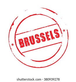 Red vector grunge stamp Brussels