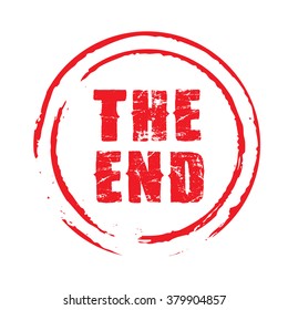 Red vector grunge stamp THE END