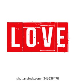 Red vector grunge stamp LOVE