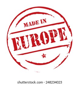 Red vector grunge stamp MADE IN EUROPE