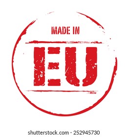 Red vector grunge stamp MADE IN EU