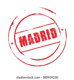 Red vector grunge stamp Madrid