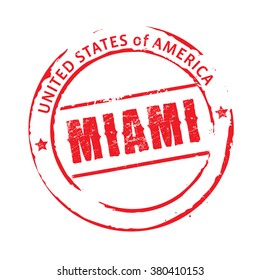 Red vector grunge stamp MIAMI