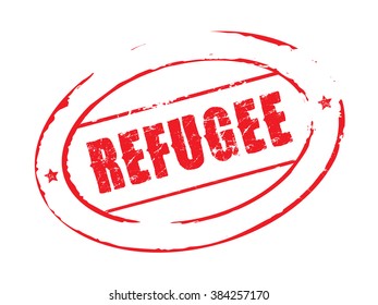 Red vector grunge stamp REFUGEE