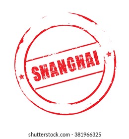 Red vector grunge stamp Shanghai
