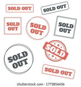 Red vector grunge stamp SOLD. Sold out stamps grunge. Sold out badge