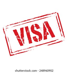 Red vector grunge stamp VISA. Icon and outline illustration.