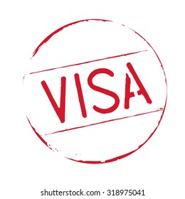 Red vector grunge stamp VISA
