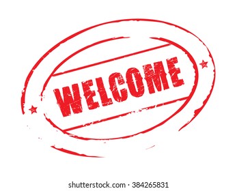 Red vector grunge stamp WELCOME