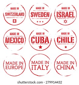 Rote Vektorgrau-Stempel MADE IN