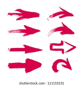 Red Vector Hand-painted Brush Stroke Arrows Collection On Black Background