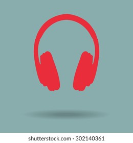 Red vector headphones icons