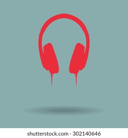 Red vector headphones icons