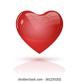 Red Vector Heart 3D style. Vector illustration. Can use for love, wedding, valentine's day.