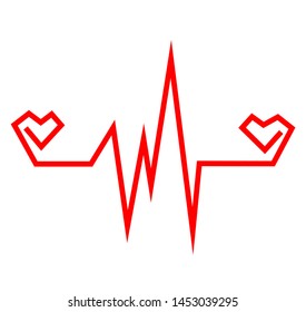 "Red vector heart beat icon on white background.Flat heart symbol,love emblem.Graphic design in the concept of love.Vector love symbol for Valentine's Day.Vector illustration."