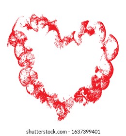 Red vector heart frame icon brush chalk strokes