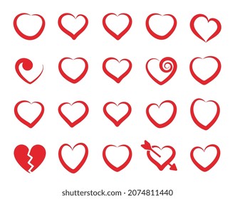 Icono de corazón del vector rojo aislado en fondo blanco. Simple firma de amor o concepto de logotipo