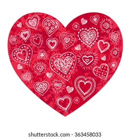 Red Vector heart isolated on white background. Valentine’s day.