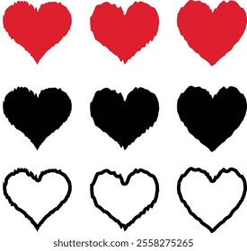 Red vector heart shape stencil silhouette drawing isolated on white background. Love symbol. decor. decor. Wedding icon. Valentine's Day. card. cutting plotter. Laser cutting. Holidays. gift. passion