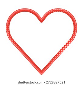 Red vector heart shaped frame with polka dots, Cute Valentine's Day border for greeting cards and graphic design
