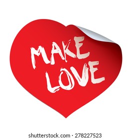 Red vector heart and sticker MAKE LOVE