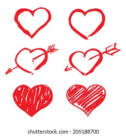 red vector hearts