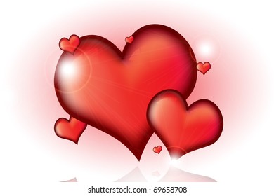 red vector hearts design