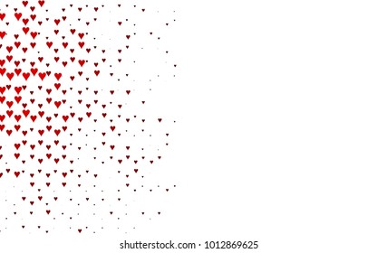 Red vector hearts isolated on white background. Cool pattern in origami style with gradient for Valentine day. Graphic illustration for your business design.